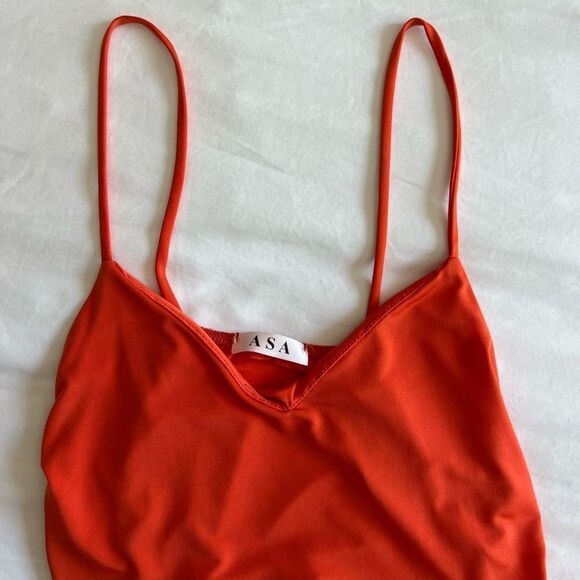 Bright Orange Ruched Side Mini Dress - Picture 4 of 8